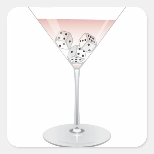 Bunco Martini Cocktail Quadratischer Aufkleber (Vorderseite)