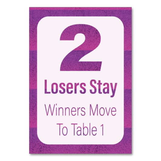 Bunco Moderner Lila Streifen Zwei Tischnummer (Rückseite)