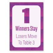 Bunco Moderner Lila Strip-Tisch Tischnummer (Rückseite)