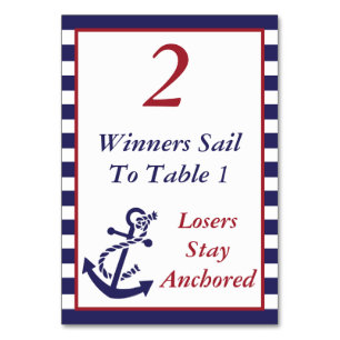 Bunco Nautical Anchor Thema #2 Tischnummer