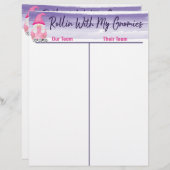 Bunco Niedlich Gnome Dice Tally Score Sheet (Vorne/Hinten)