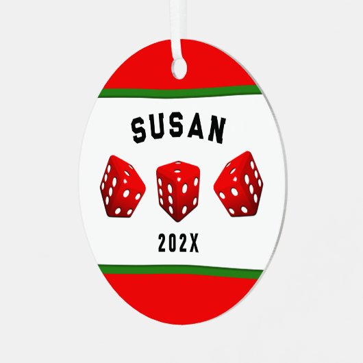 Bunco Night Player Ornament Aus Metall (Vorderseite links)