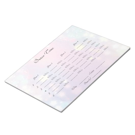 Bunco Night Sheet Notizblock (angewinkelt)