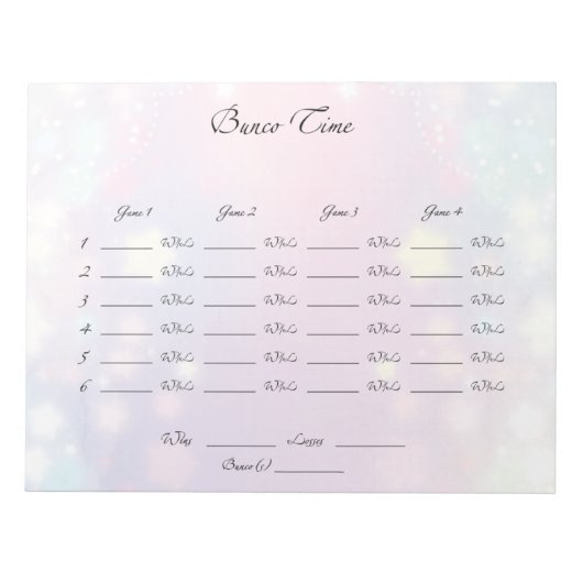 Bunco Night Sheet Notizblock (Vorderseite)
