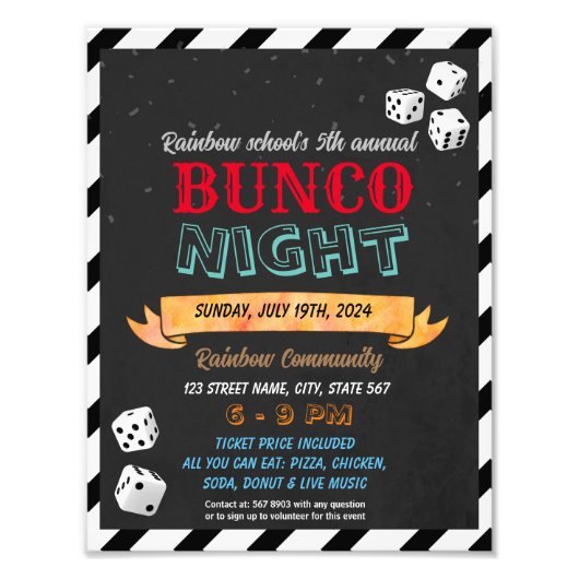 Bunco Night-Vorlage Fotodruck (Vorne)
