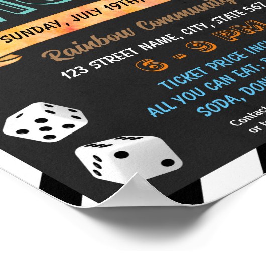 Bunco Night-Vorlage Poster (Ecke)