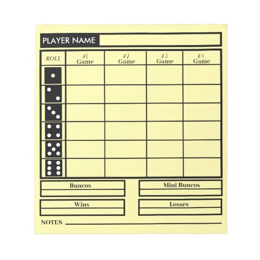Bunco Notizblock (Vorderseite)
