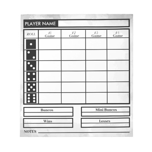 Bunco Notizblock (Vorderseite)