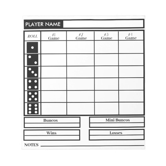 Bunco Notizblock (Vorderseite)