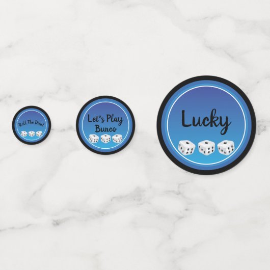 Bunco oder Bunko Lucky Dice Modern Blue Black Konfetti (Vorderseiten)