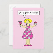 Bunco Party Einladung Cartoon Lady (Vorne/Hinten)