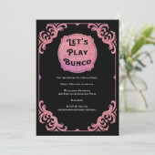 Bunco Party Pink Glitzer Glam Einladung (Stehend Vorderseite)