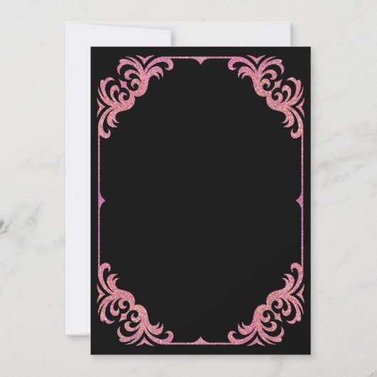 Bunco Party Pink Glitzer Glam Einladung (Rückseite)