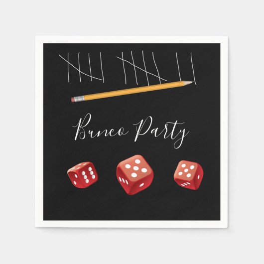 Bunco Party Red Dice Serviette (Vorderseite)