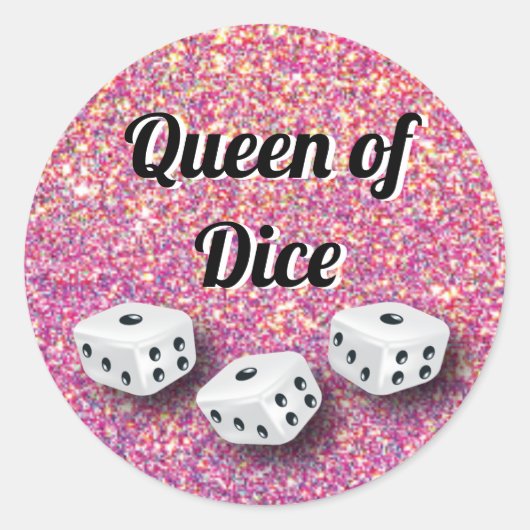 Bunco Pink Glamourous Glitzer Dice Runder Aufkleber (Vorderseite)