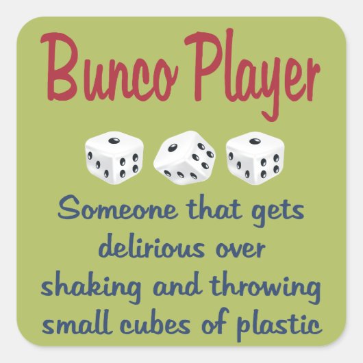 Bunco Player - Definition Quadratischer Aufkleber (Vorderseite)