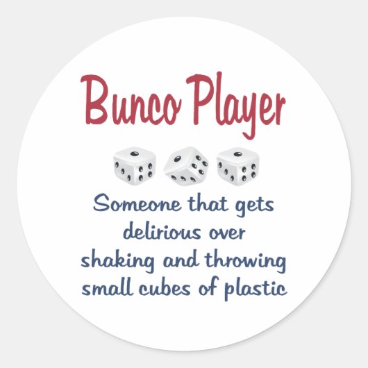Bunco Player - Definition Runder Aufkleber (Vorderseite)