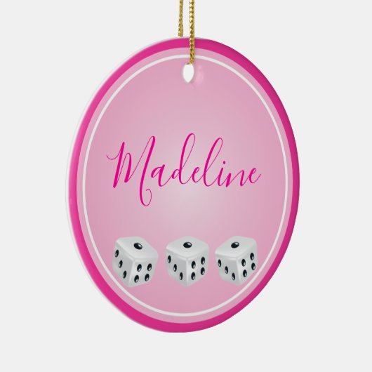 Bunco Player Dice Monogram Pink Keramik Ornament (Rechts)