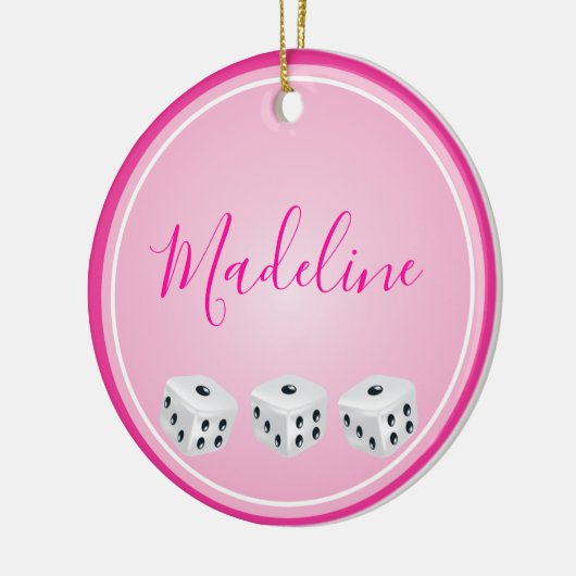 Bunco Player Dice Monogram Pink Keramik Ornament (Links)