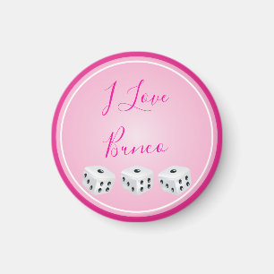 Bunco Player Dice Pink-Liebe Magnet