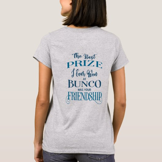 Bunco Player Freundschaft Typografie Blau T-Shirt (Rückseite)