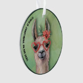 Bunco Player Funny Lama Wasserfarbene Kakteen Blum Ornament (Vorderseite)