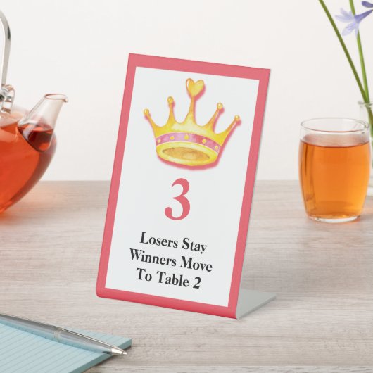 Bunco Player Gold Aquarellkronen #3 Tischkarte Sockelschild (In SItu)