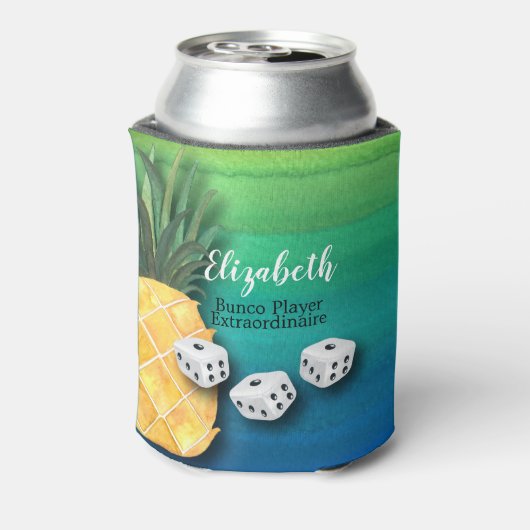 Bunco Player Monogram Beach Ananas Dice Dosenkühler (Kanne Rückseite)