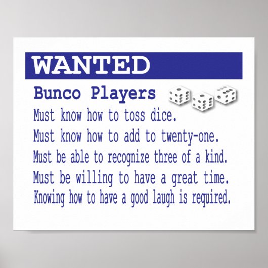 Bunco Players Poster gewollt (Vorne)