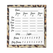 Bunco Players Punktebogen Blätter Leopard Druck Notizblock (Vorderseite)