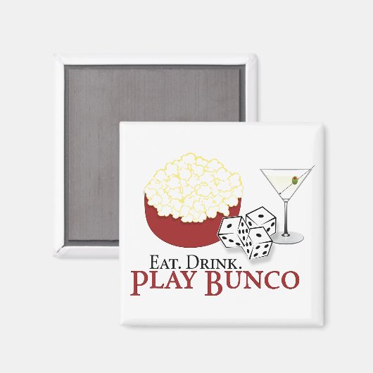 Bunco Popcorn Cocktail Magnet (Vorderseite/Rückseite)