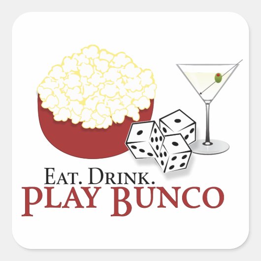 Bunco Popcorn Cocktail Quadratischer Aufkleber (Vorderseite)
