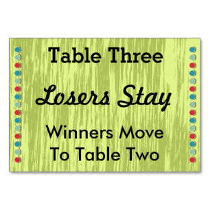 Bunco punktiert Tischnummer-Karte #3 Tischnummer