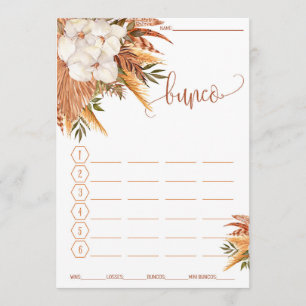 Bunco-Punktkarte Herbst-Blumen Pampasgras Menükarte