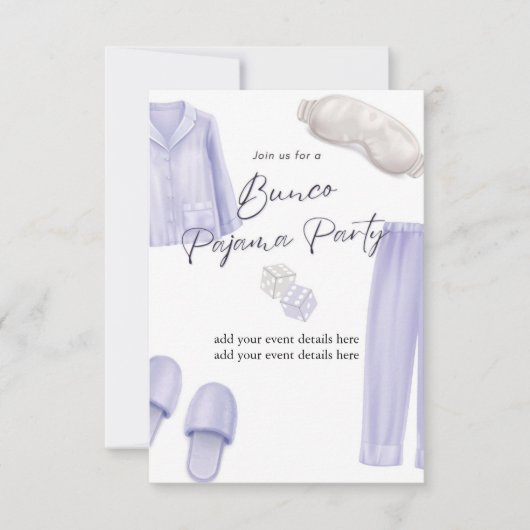 Bunco-Pyjama-Party Einladung (Vorderseite)