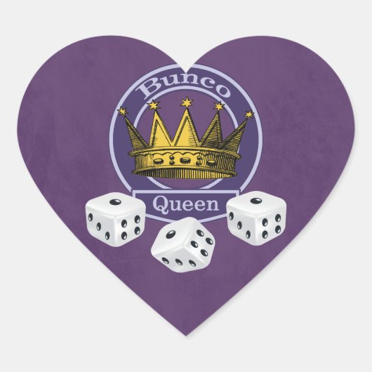Bunco Queen Crown and Dice Herz-Aufkleber (Vorderseite)
