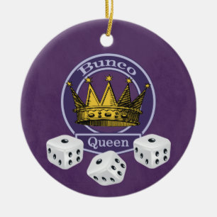 Bunco Queen Crown and Dice Keramik Ornament