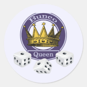 Bunco Queen Crown and Dice Runder Aufkleber