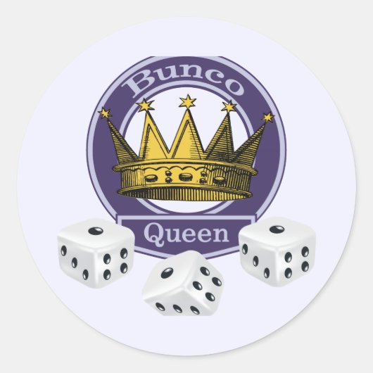 Bunco Queen Crown and Dice Runder Aufkleber (Vorderseite)