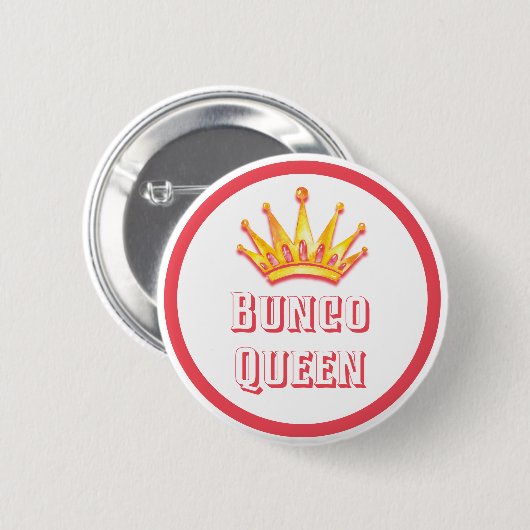 Bunco Queen Gold Crown Wasserfarbe Button (Vorne & Hinten)