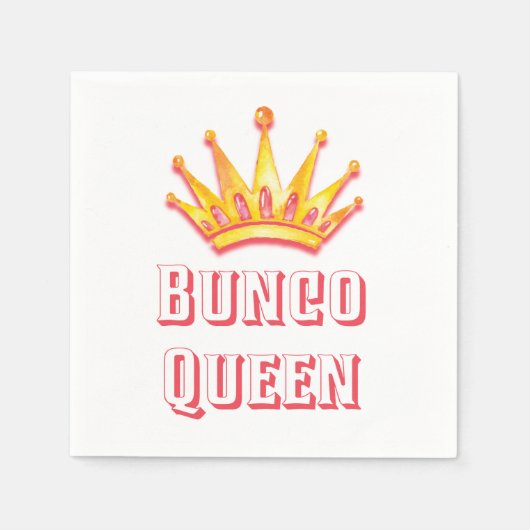 Bunco Queen Gold Pink Crown Wasserfarbe Serviette (Vorderseite)