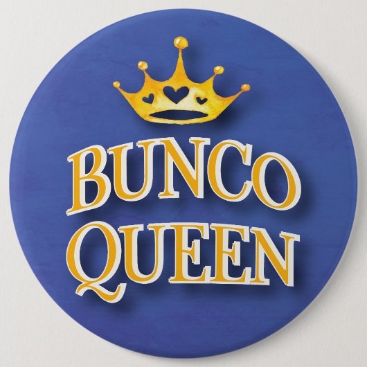 Bunco Queen Heart Crown Yellow Watercolor Button (Vorderseite)