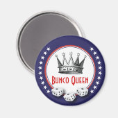 Bunco Queen Magnet rot, weiß und blau mit Stars (Vorderseite/Rückseite)