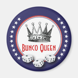 Bunco Queen Magnet rot, weiß und blau mit Stars