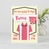 Bunco Retro Pink Hipster Bowling Rockabilly Einladung (Stehend Vorderseite)