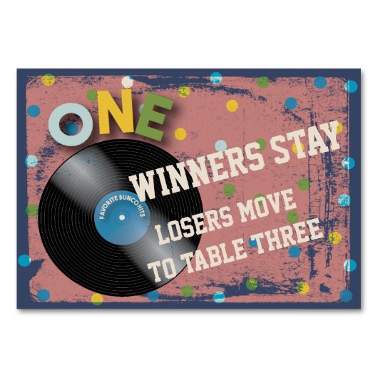 Bunco Rock and Roll Table Card #1 Tischnummer (Vorderseite)