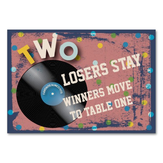 Bunco Rock and Roll Table Card #2 Tischnummer (Rückseite)