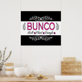 Bunco, Roll, Chat, lachen in Rosa, Schwarz und Wei Poster (Küche)