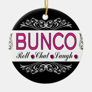 Bunco, Rolle, Chat, Lachen im Rosa, Schwarzweiss Keramikornament