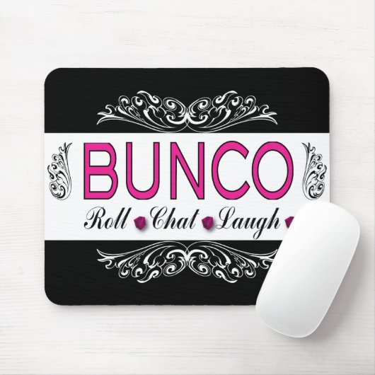 Bunco, Rolle, Chat, Lachen im Rosa, Schwarzweiss Mousepad (Mit Mouse)